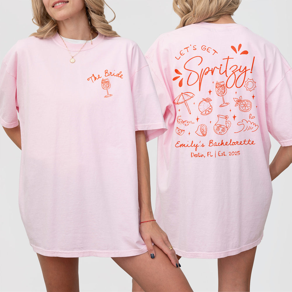 Custom Let&#39;s Get Spritzy Bachelorette Sweatshirt Love At First Spritz Bachelorette Party Shirt Aperol Spritz Sun Summer Beach Bach Hoodie - Blossom Product Image