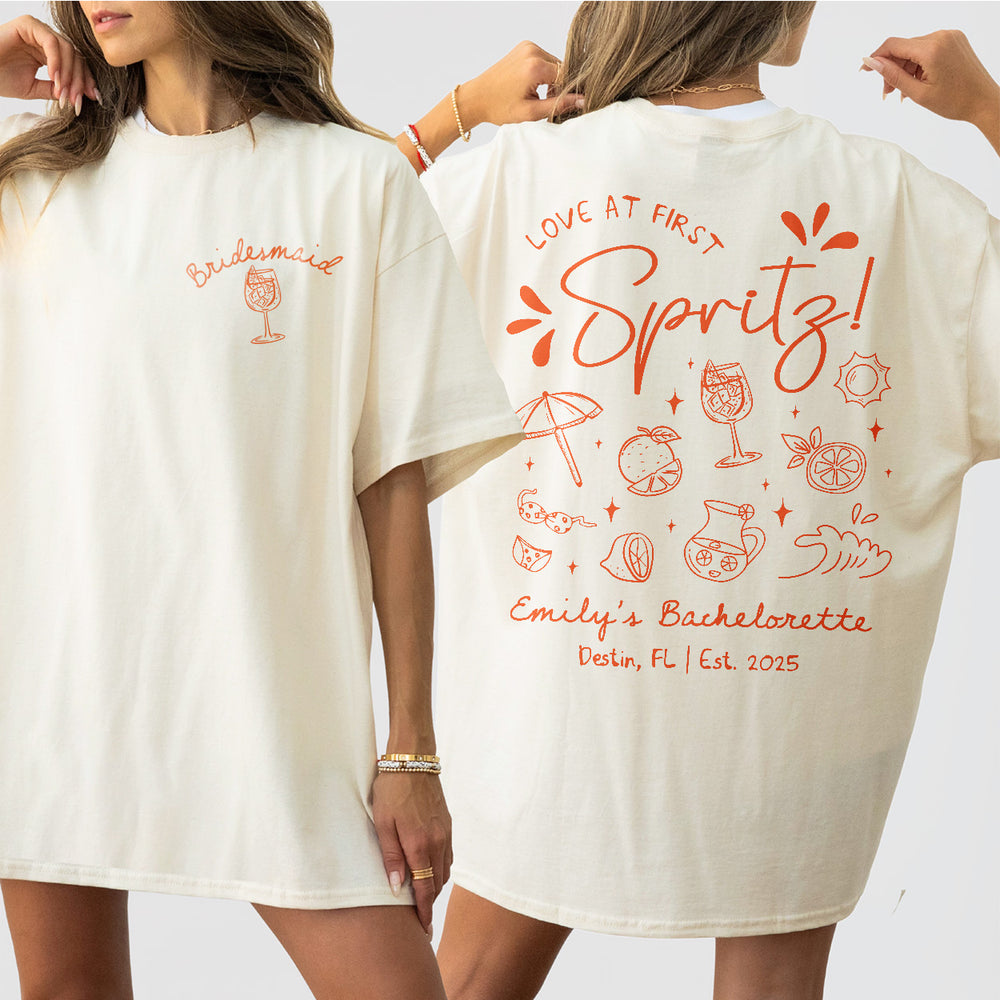 Custom Let&#39;s Get Spritzy Bachelorette Sweatshirt Love At First Spritz Bachelorette Party Shirt Aperol Spritz Sun Summer Beach Bach Hoodie - Ivory Product Image