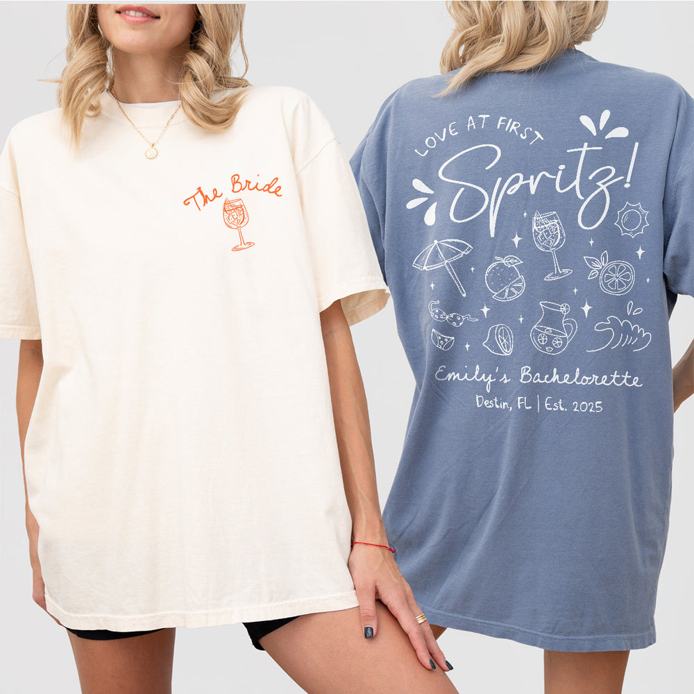 Custom Let&#39;s Get Spritzy Bachelorette Sweatshirt Love At First Spritz Bachelorette Party Shirt Aperol Spritz Sun Summer Beach Bach Hoodie - matching Image