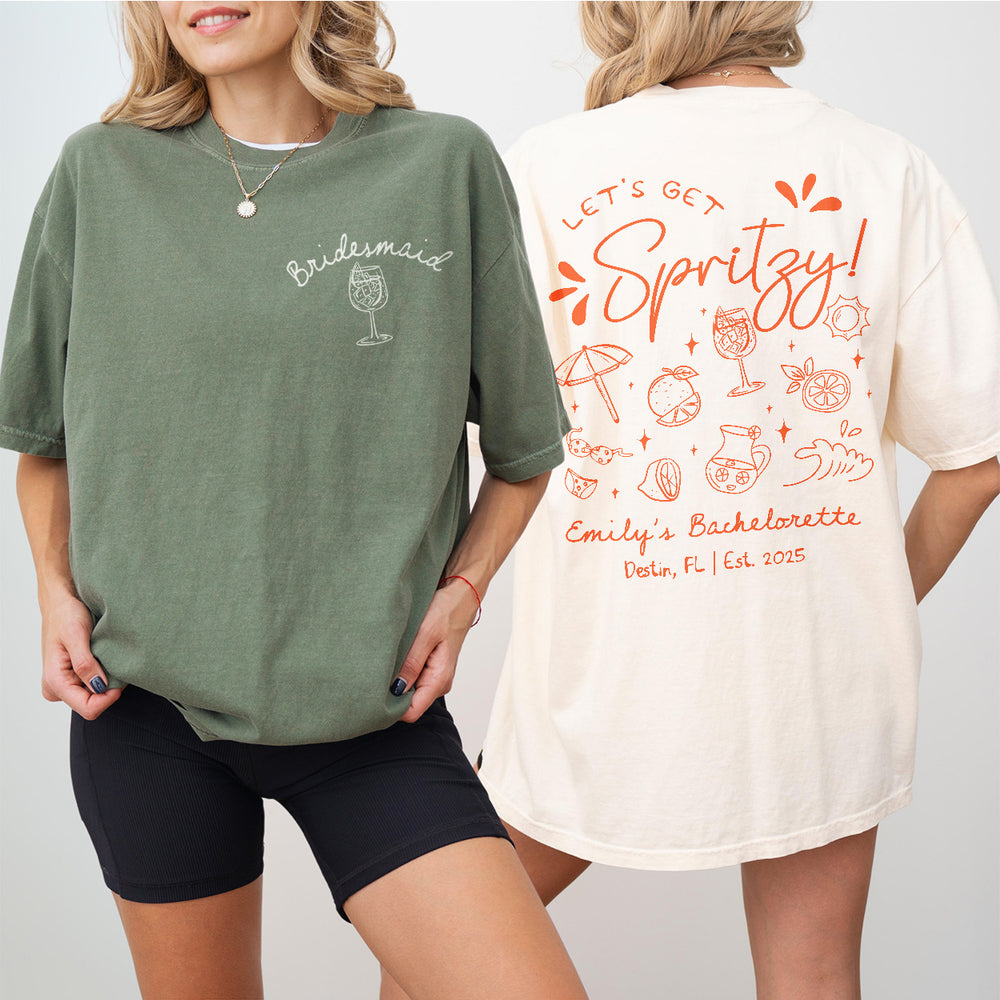 Custom Let&#39;s Get Spritzy Bachelorette Sweatshirt Love At First Spritz Bachelorette Party Shirt Aperol Spritz Sun Summer Beach Bach Hoodie - matching Image