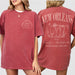 Crimson cotton bachelorette shirt with New Orleans and Mardi Gras themed designs, perfect for a girls trip or bride celebrating in NOLA