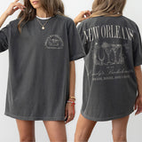 Cotton bachelorette party shirts for New Orleans, Mardi Gras themed bride tribe in the signature Nola pepper color