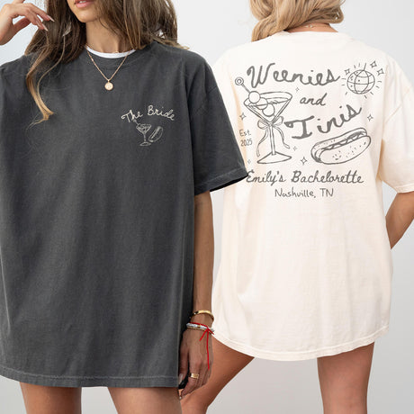 Custom Weenies and Tinis Bachelorette Party Sweatshirt Personalized Weenies and Martinis Bach Mathing Tshirt Hot dog Martini Bach Crewneck - matching Image