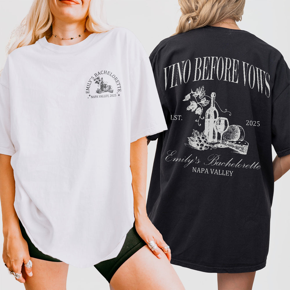 Custom Winery Bachelorette Party Sweatshirt Wine Shirts For Bachelorette Vino Before Vows Napa Valley Vino Club Shirt Bridal Shower Gift - matching Image