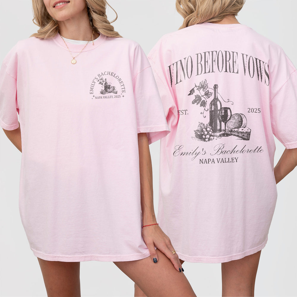 Custom Winery Bachelorette Party Sweatshirt Wine Shirts For Bachelorette Vino Before Vows Napa Valley Vino Club Shirt Bridal Shower Gift - Blossom Product Image