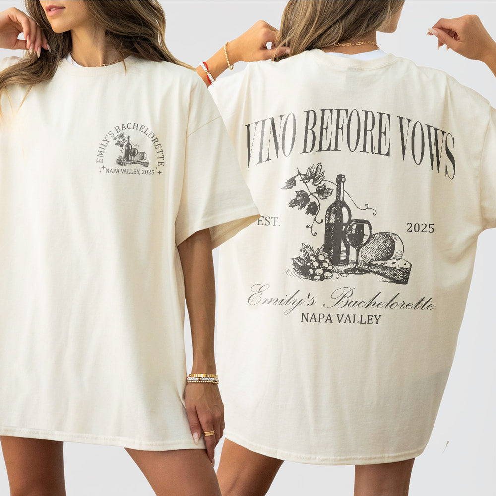 Custom Winery Bachelorette Party Sweatshirt Wine Shirts For Bachelorette Vino Before Vows Napa Valley Vino Club Shirt Bridal Shower Gift - Ivory Product Image