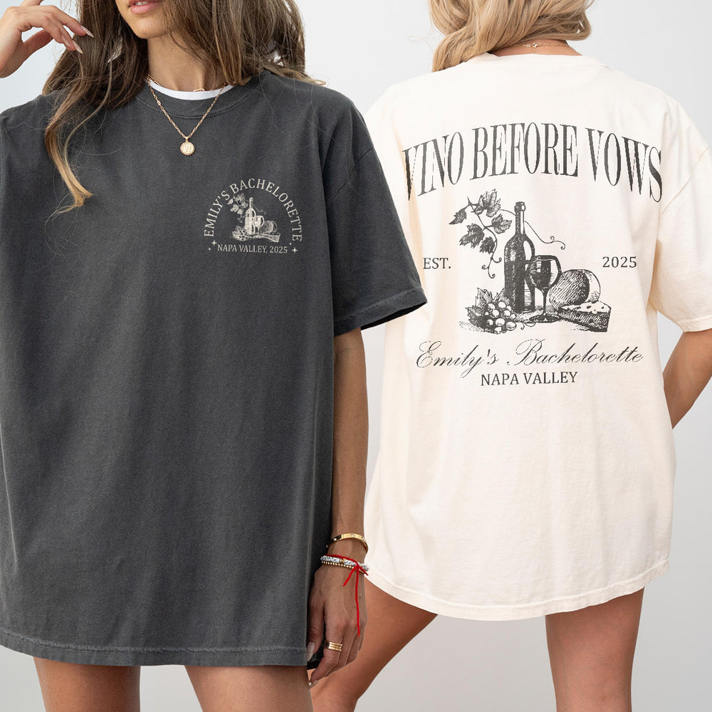 Custom Winery Bachelorette Party Sweatshirt Wine Shirts For Bachelorette Vino Before Vows Napa Valley Vino Club Shirt Bridal Shower Gift - matching Image