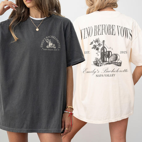 Custom Winery Bachelorette Party Sweatshirt Wine Shirts For Bachelorette Vino Before Vows Napa Valley Vino Club Shirt Bridal Shower Gift - matching Image