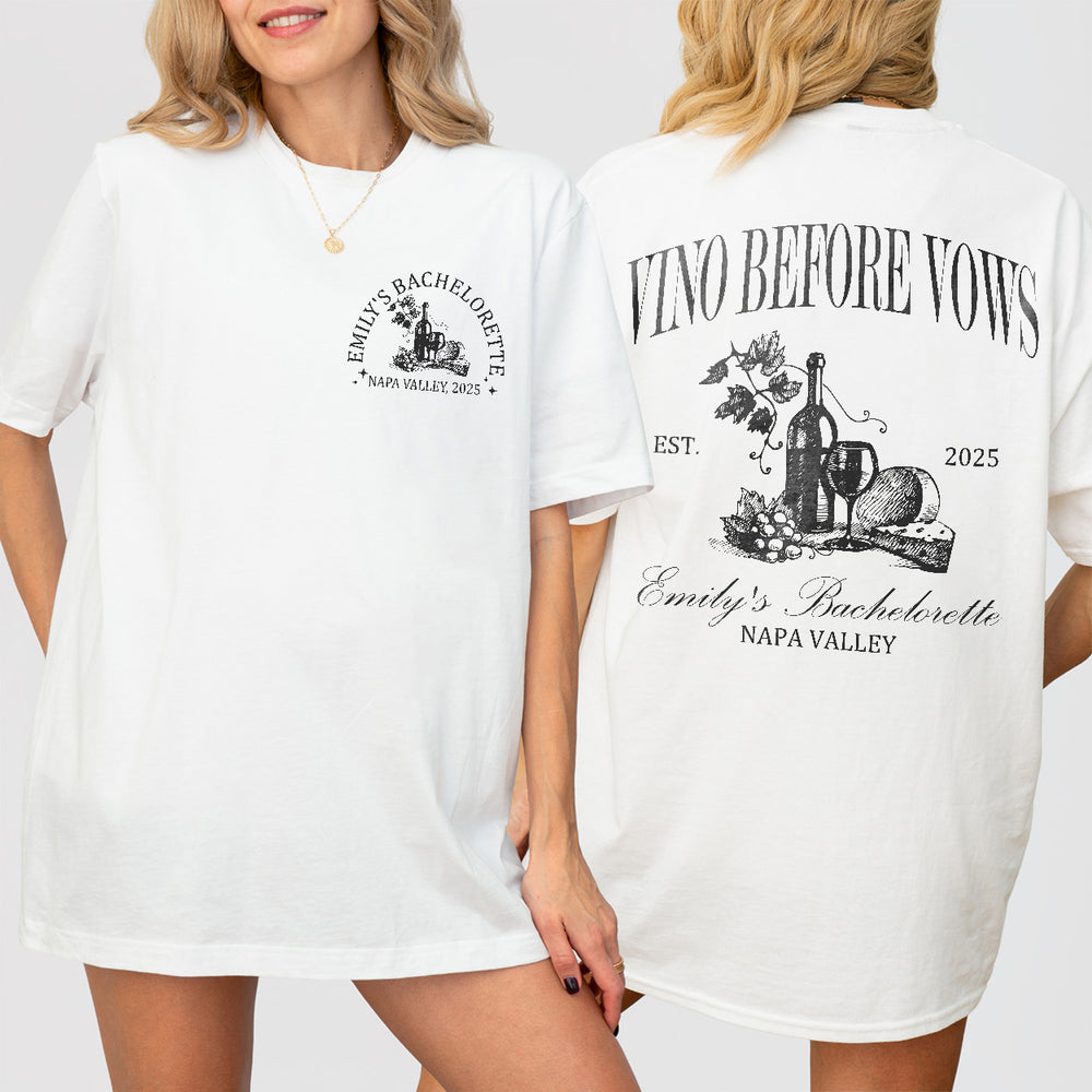 Custom Winery Bachelorette Party Sweatshirt Wine Shirts For Bachelorette Vino Before Vows Napa Valley Vino Club Shirt Bridal Shower Gift - White Product Image