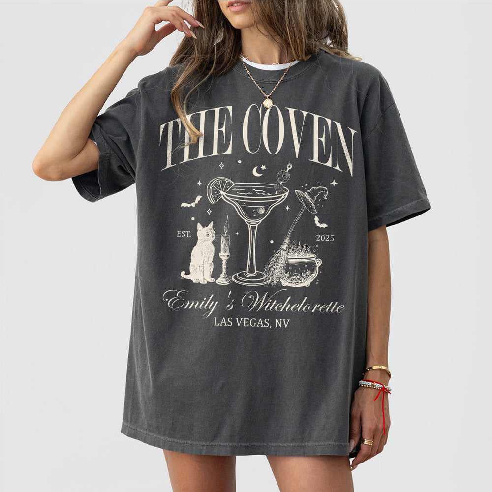 Pepper cotton shirt for a witchy, gothic, or spooky bachelorette bride and her coven bridal party to wear during Halloween wedding celebrations