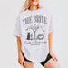 Cotton bachelorette shirt with a witchy, gothic design for the bride to wear during a spooky, Halloween-themed wedding or bachelorette party