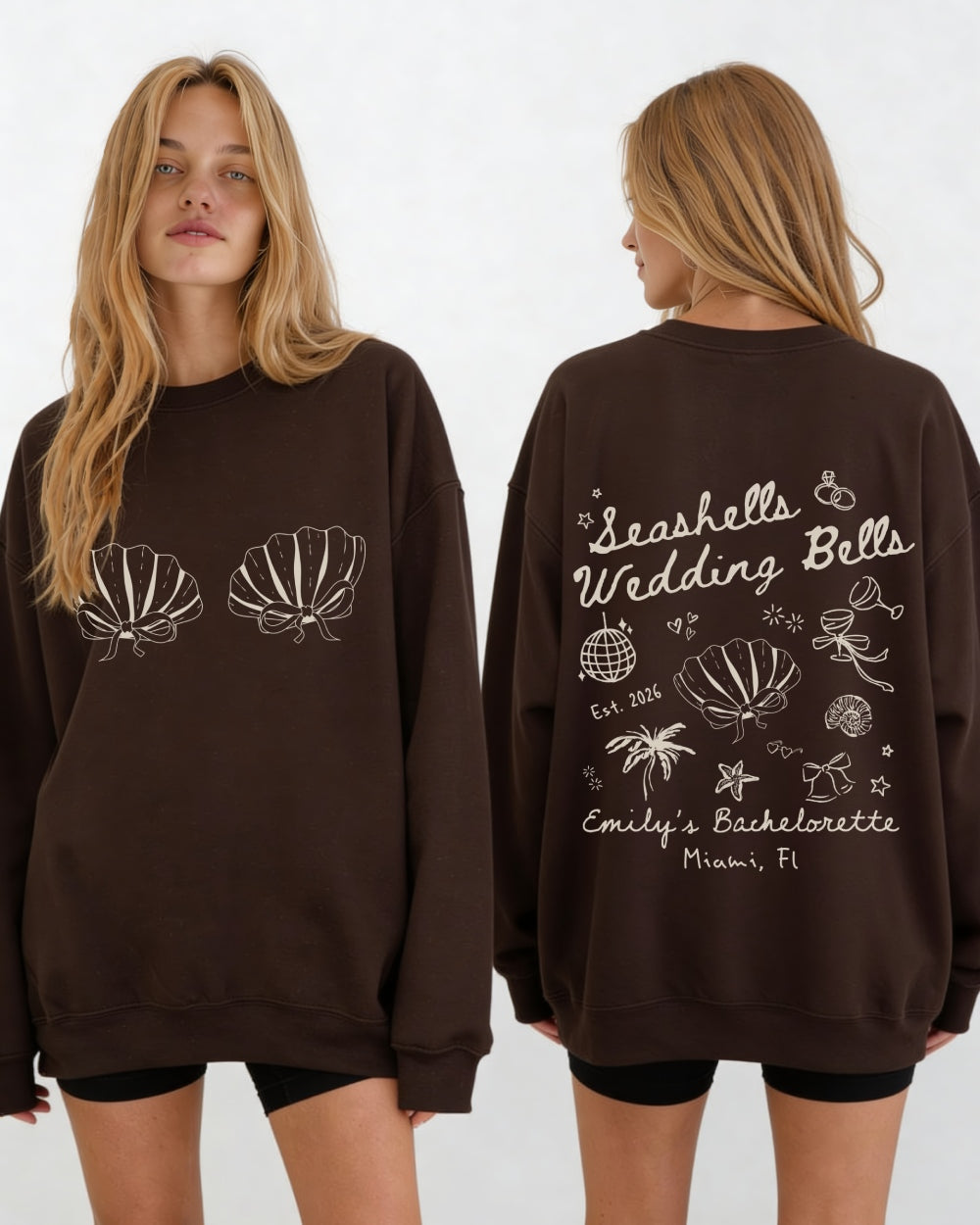 Seashells & Wedding Bells Sweatshirt Dark Chocolate