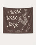 Bride and bachelorette party banner with Wild Wild Wife cowgirl and martini theme. Personalized with bride name, destination city, and weekend year for the full crew celebration.