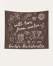 Bachelorette weekend party banner with whimsical doodle script art, customized with bride name, city, and EST. year. Perfect Austin or destination bach decor for the bridal crew celebration.