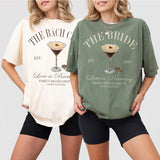 Matching sweatshirts for the bride's bach club in soft colors, perfect for sipping espresso martinis at the bridal shower or bachelorette festivities