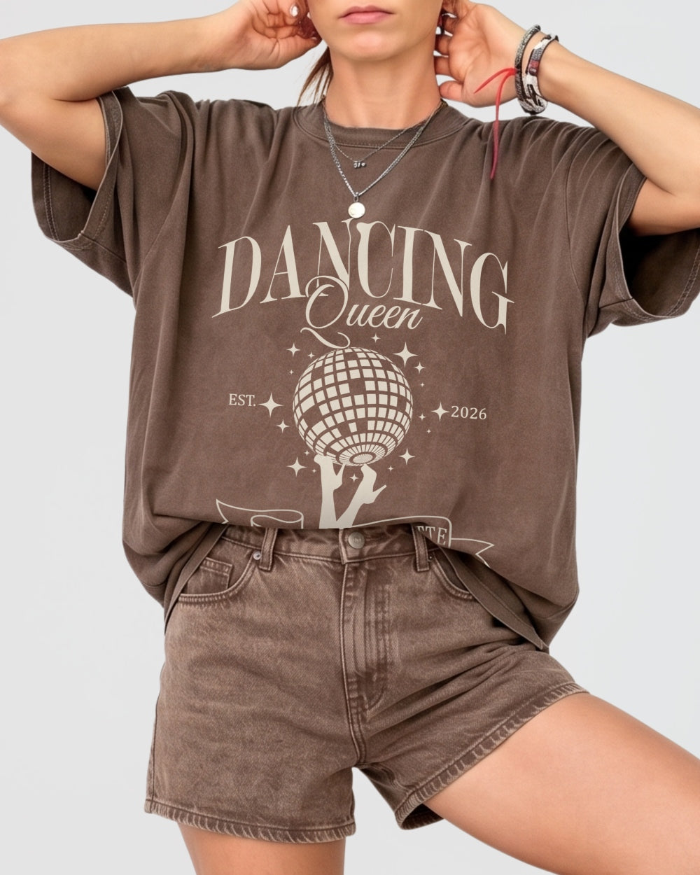 Dancing Queen, Disco Bride T-Shirt Espresso