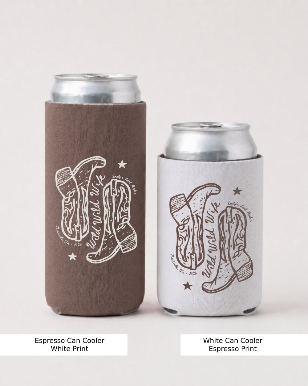 Wild Wild Wife Cowgirl Boots Can Cooler Espresso