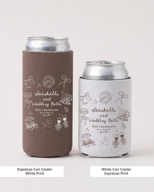 Seashells & Wedding Bells Can Cooler Espresso
