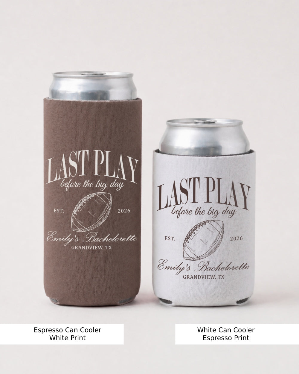 Last Play Before the Big Day - Football Can Cooler Espresso