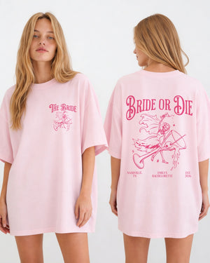 Bride or Die and Ride or Die with Martini T-Shirt Blossom