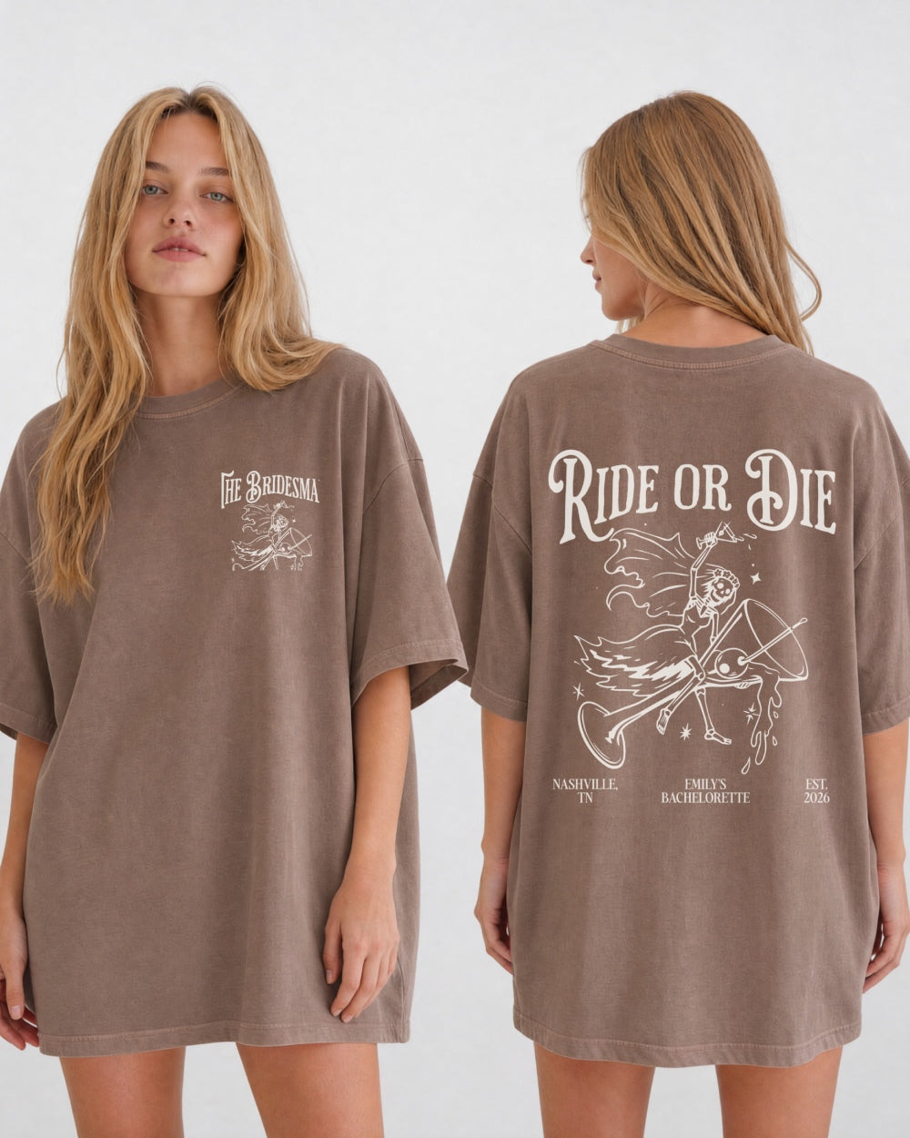 Bride or Die and Ride or Die with Martini T-Shirt Espresso