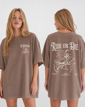 Bride or Die and Ride or Die with Martini T-Shirt Espresso