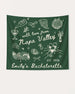 Personalized bachelorette party banner with bride name, year, and destination city in minimalist script and line-art doodle style. Custom Napa Valley or any wine country weekend theme.
