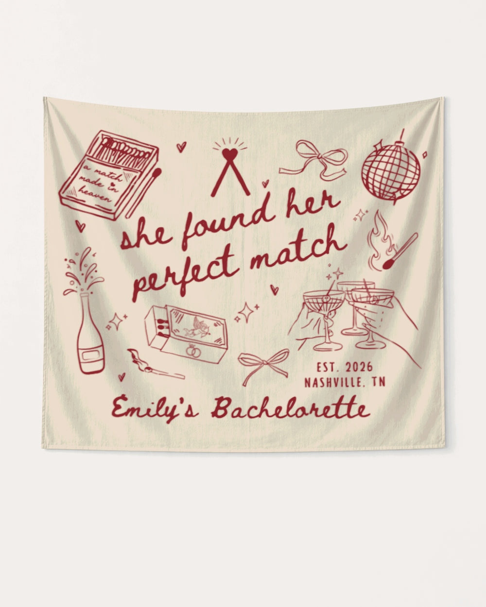 She Found Her Perfect Match Banner Ivory