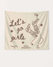 Bachelorette party banner with vintage line-art boots and martini illustration, cursive script lettering. Personalized with bride name, destination city, and year for the full weekend celebration.