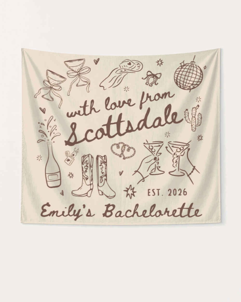 With Love from Scottsdale Banner Custom for desert bachelorette parties and bridal crew drinks