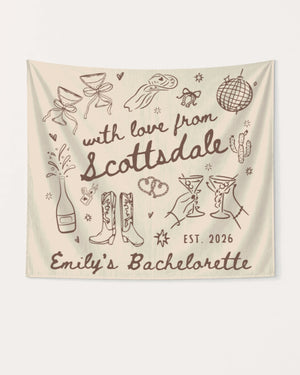 With Love from Scottsdale Banner Custom for desert bachelorette parties and bridal crew drinks