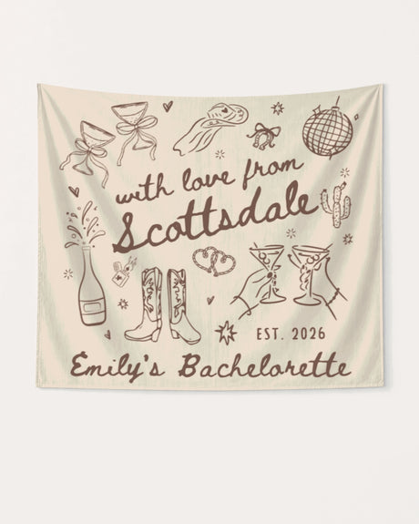 With Love from Scottsdale Banner Custom for desert bachelorette parties and bridal crew drinks