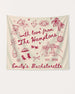 Bachelorette weekend party banner with minimalist doodle art for a Hamptons-themed celebration. Personalized with bride name, year, and destination for the full crew.