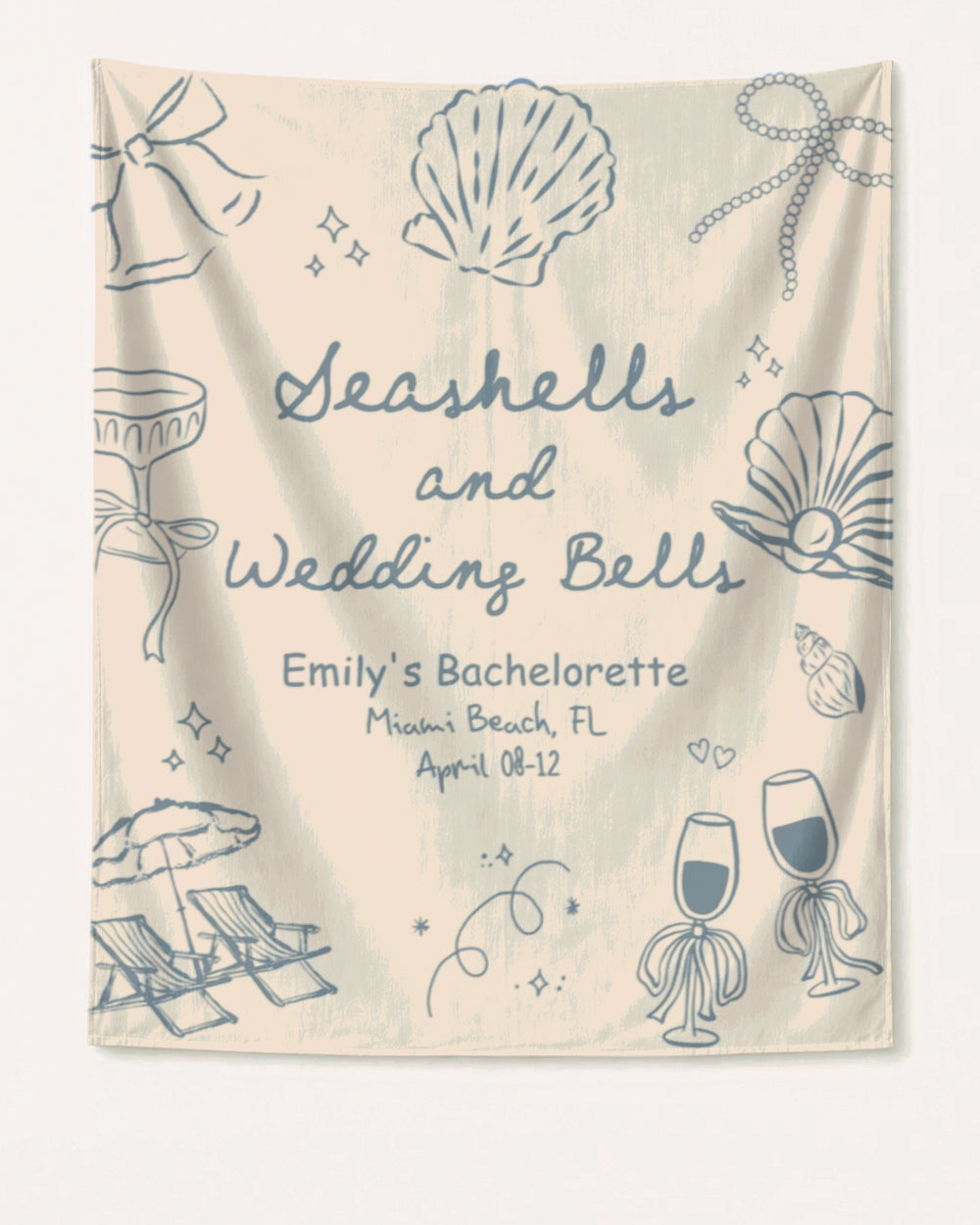 Seashells & Wedding Bells Banner Ivory