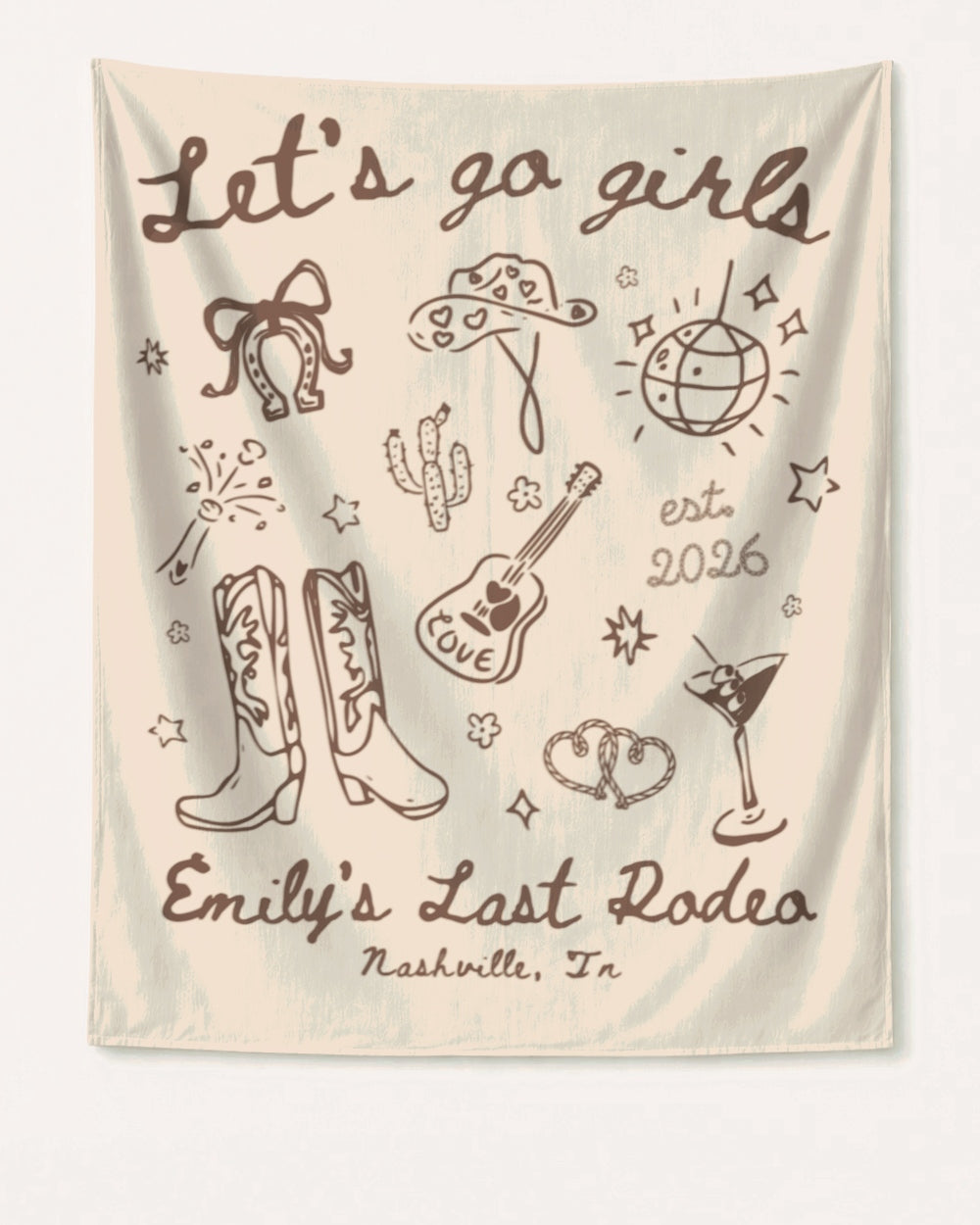 Let's Go Girls Cowgirl Party Banner Ivory