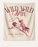 Bachelorette weekend party banner with Wild Wild Wife cowgirl theme and vintage script lettering. Personalized with bride name, destination city, and year for the last rodeo celebration.