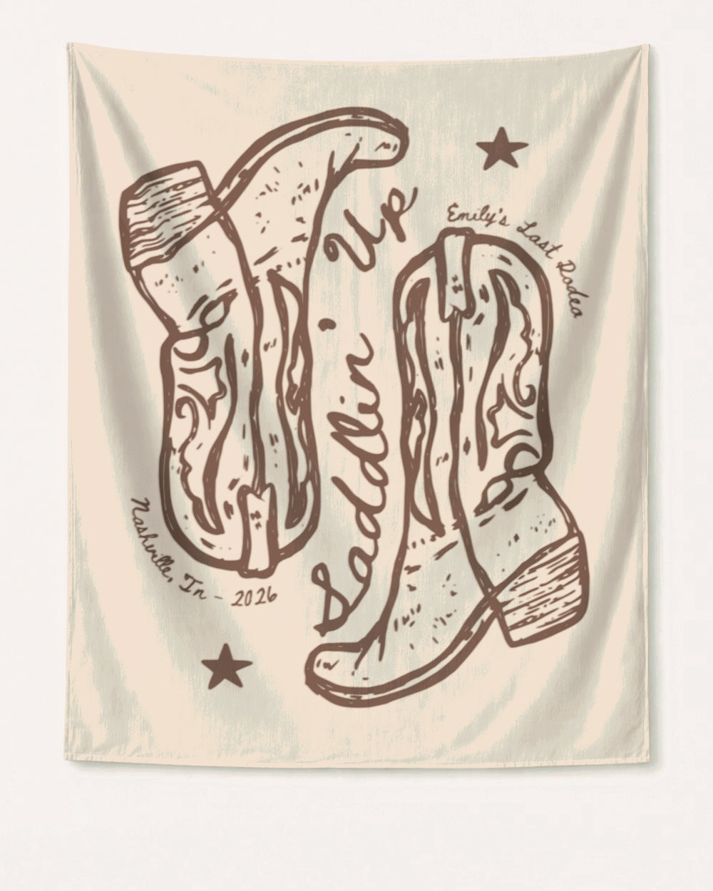 Settlin' Down & Saddlin' Up Cowgirl Boots Banner Ivory