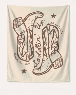Settlin' Down & Saddlin' Up Cowgirl Boots Banner Ivory