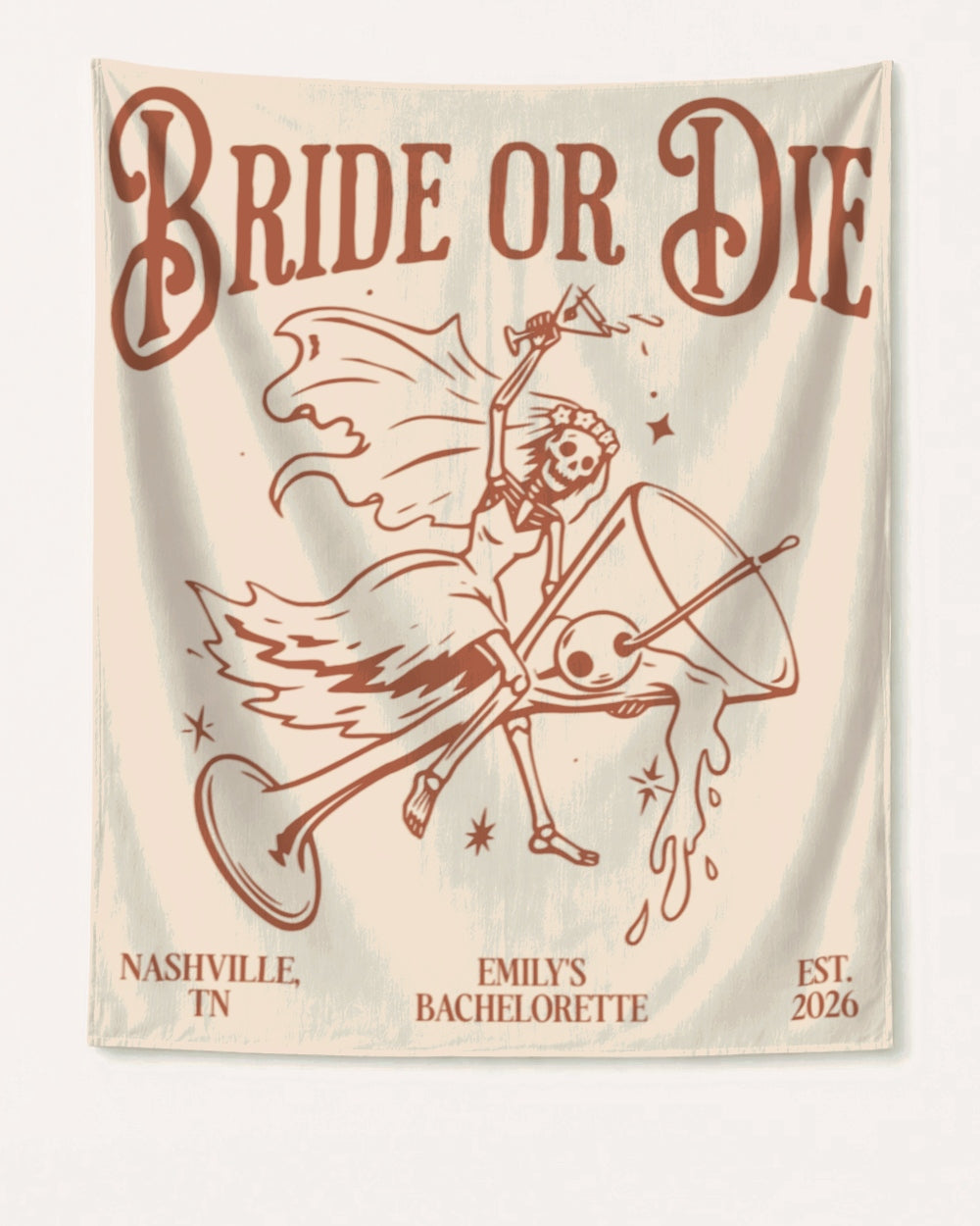 Bride or Die and Ride or Die with Martini Banner Ivory