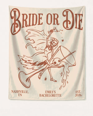 Bride or Die and Ride or Die with Martini Banner Ivory