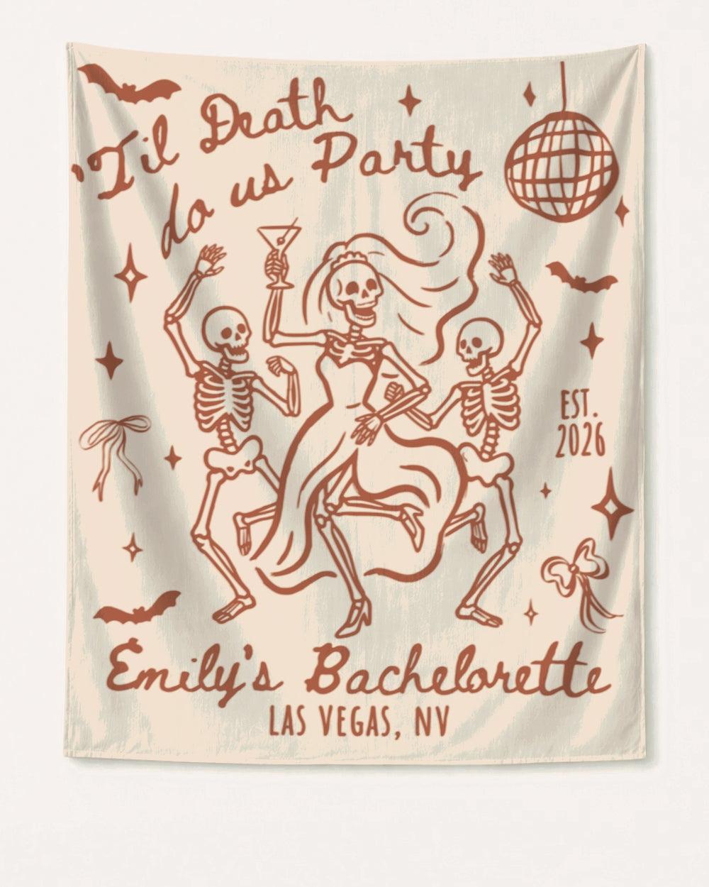 Til death do us party - Dancing Skeletons Banner Ivory