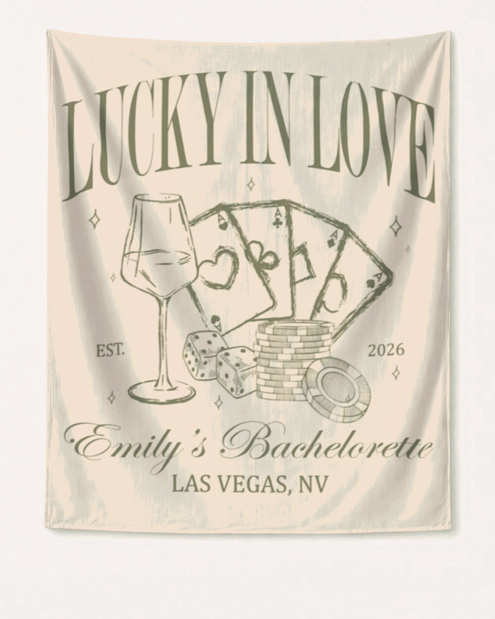 Lucky In Love Wine Cards Banner Ivory
