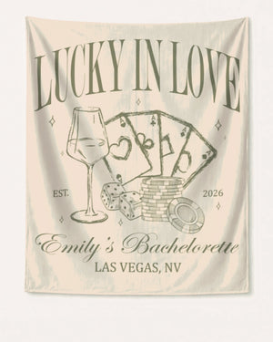 Lucky In Love Wine Cards Banner Ivory