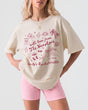 Bachelorette weekend tee with whimsical doodle art and script lettering, Hampton-themed bridal party matching shirts. Personalized with bride name, destination, and year for the full crew.