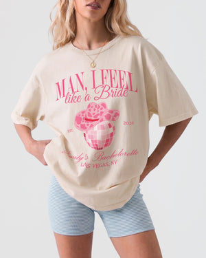 Man, I Feel Like A Bride & Let's Go Girls Disco T-Shirt Ivory