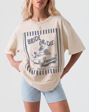 Bride or Die and Ride or Die Stripes T-Shirt Ivory
