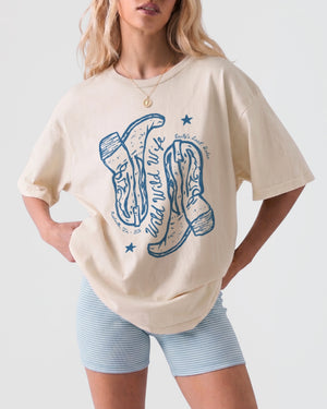 Wild Wild Wife Cowgirl Boots T-Shirt Ivory