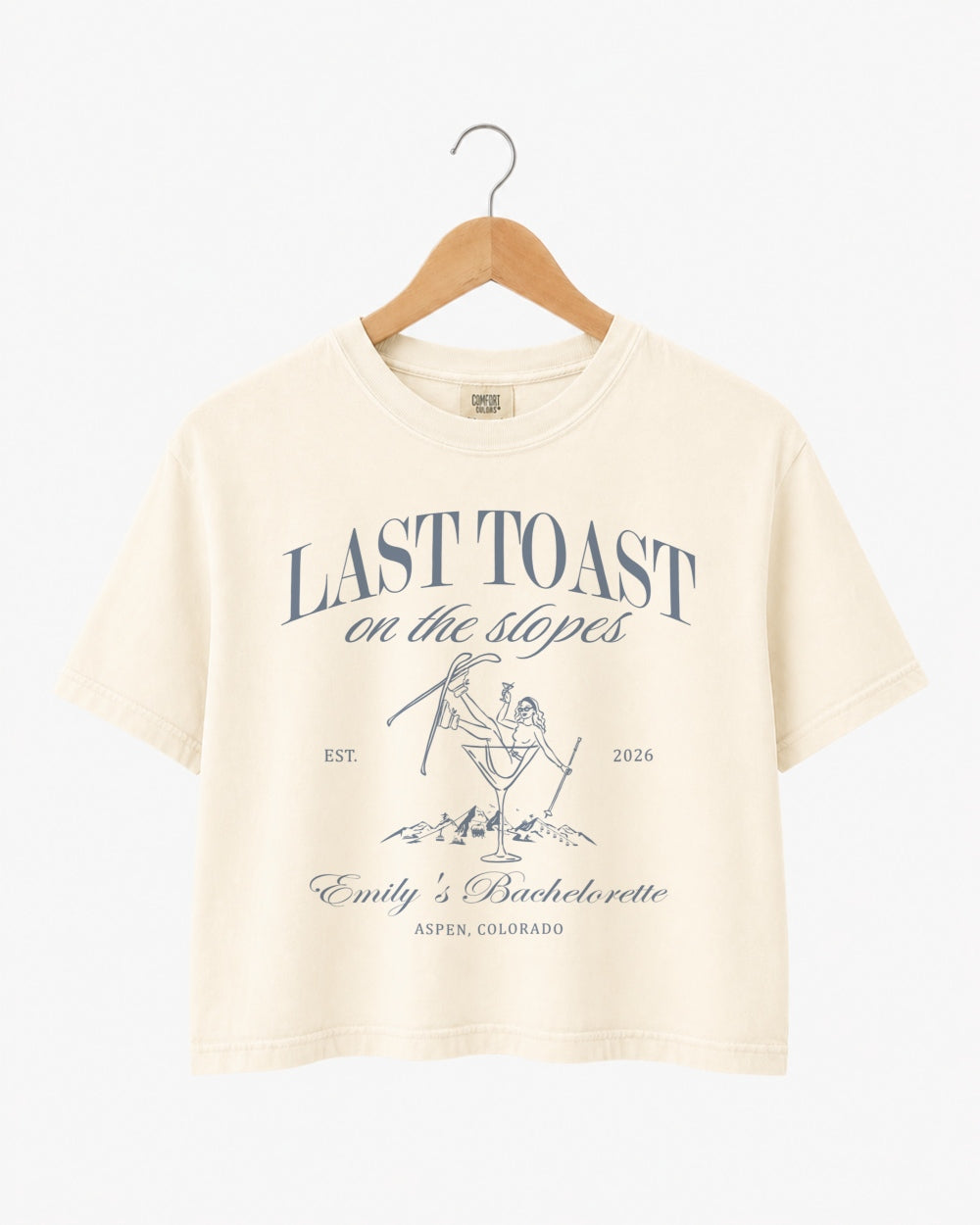 Last Toast on The Slopes Martini Crop Top Ivory