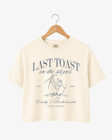Last Toast on The Slopes Martini Crop Top Ivory