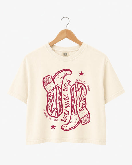 Custom Wild Wild Wife crop top for western bachelorette parties and last rodeo weekends